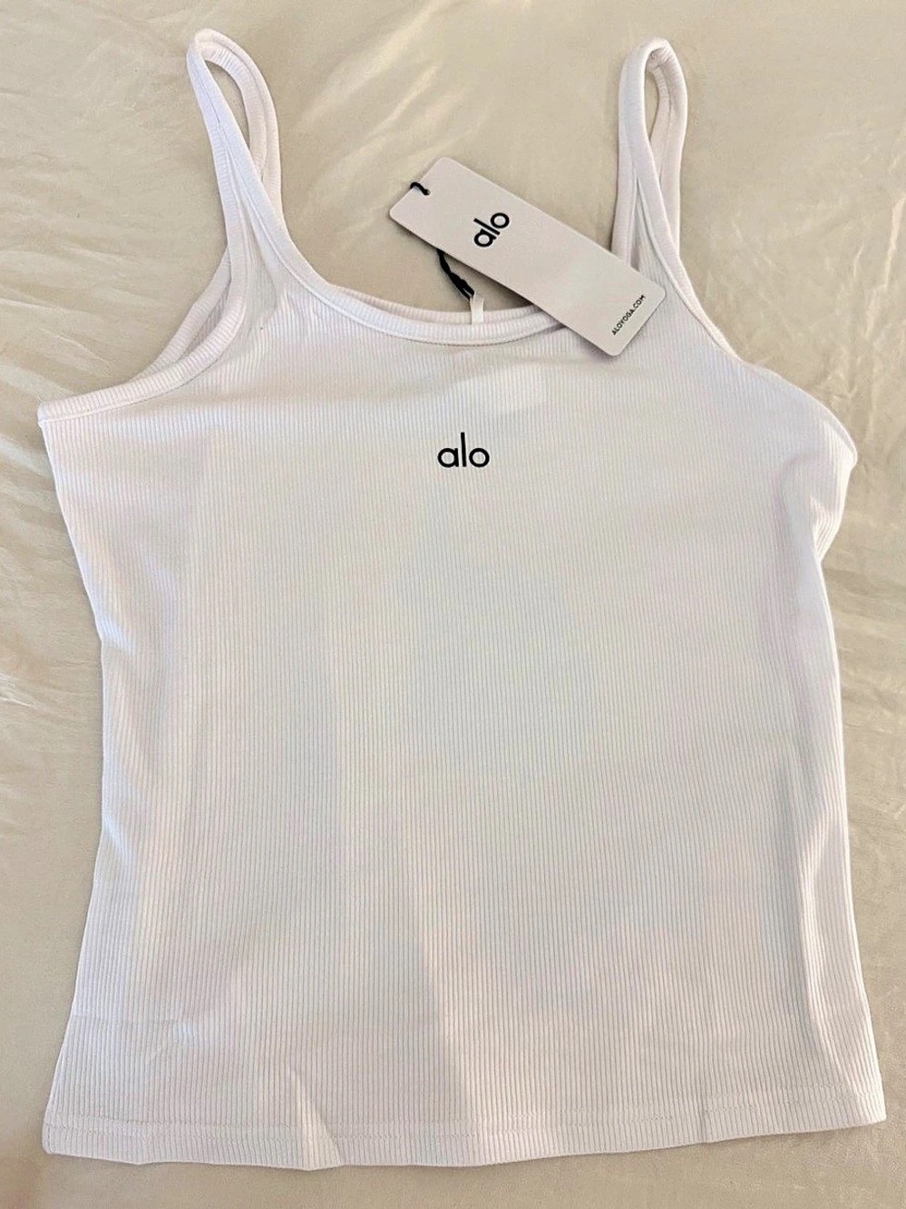Alo Ribbed Tank Top in White NWT